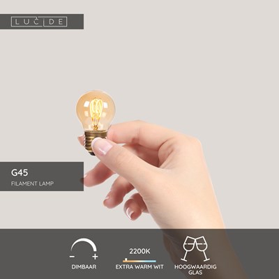Lucide G45 - Filament lamp - Ø 4,5 cm - LED 3 StepDim (Memory) - E27 - 1x3W 2200K - Amber